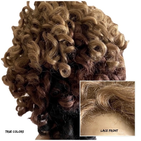New Lace Front Wig Light Brown, Black, Brunette Big Wavy Curls, Synthetic NWT - Picture 7 of 7